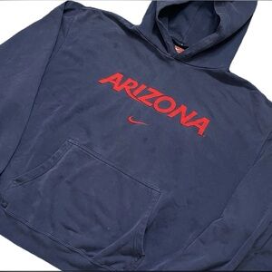 Vintage Nike Arizona Wildcats Center Hoodie Sweatshirt Navy Blue XL Distressed